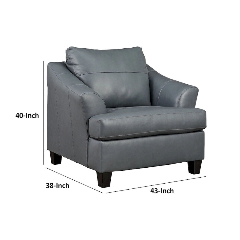 Oversized Accent Chair with Genuine Leather & Channel Stitching