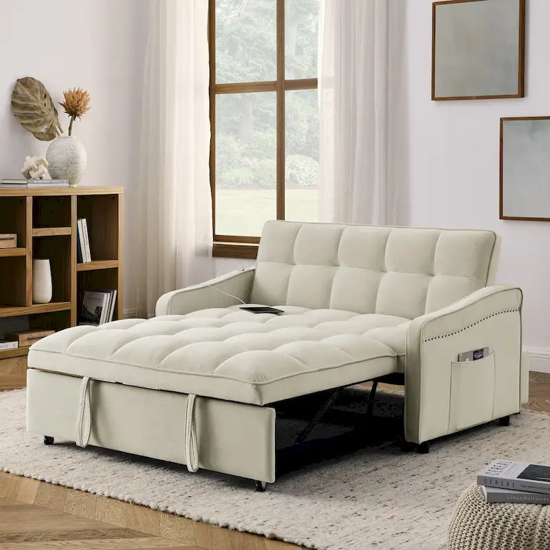 Divanetto letto trasformabile con ricarica USB e schienale regolabile