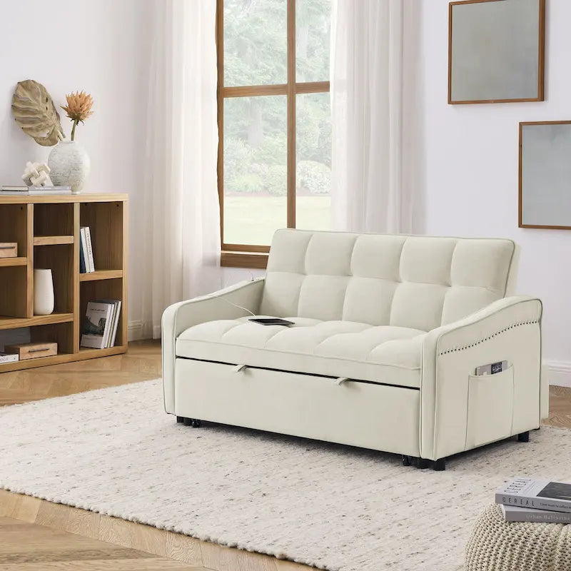 Divanetto letto trasformabile con ricarica USB e schienale regolabile