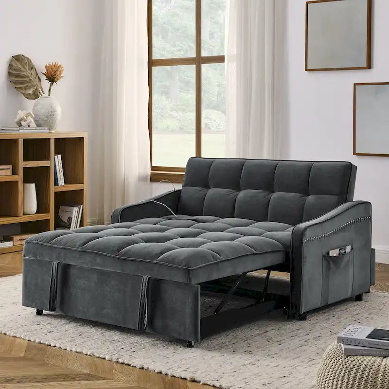 Divanetto letto trasformabile con ricarica USB e schienale regolabile