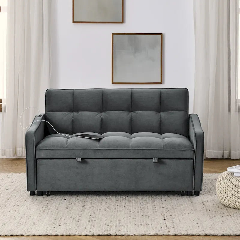 Divanetto letto trasformabile con ricarica USB e schienale regolabile