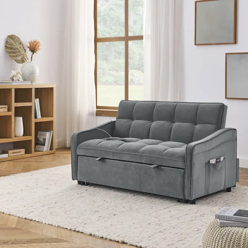 Divanetto letto trasformabile con ricarica USB e schienale regolabile