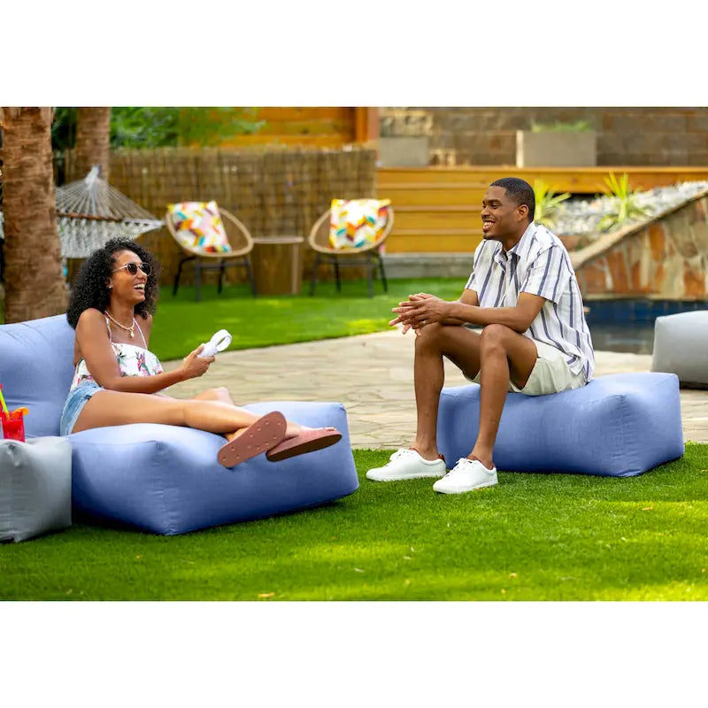 Large Weatherproof Bean Bag Ottoman with Sunbrella Fabric Cover