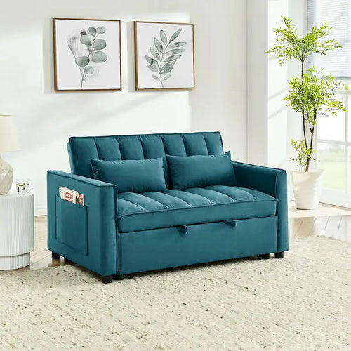 3-in-1 Velvet Convertible Loveseat Sofa Bed