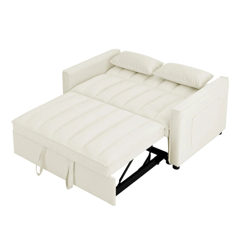 Canapé convertible 2 places en velours 3-en-1