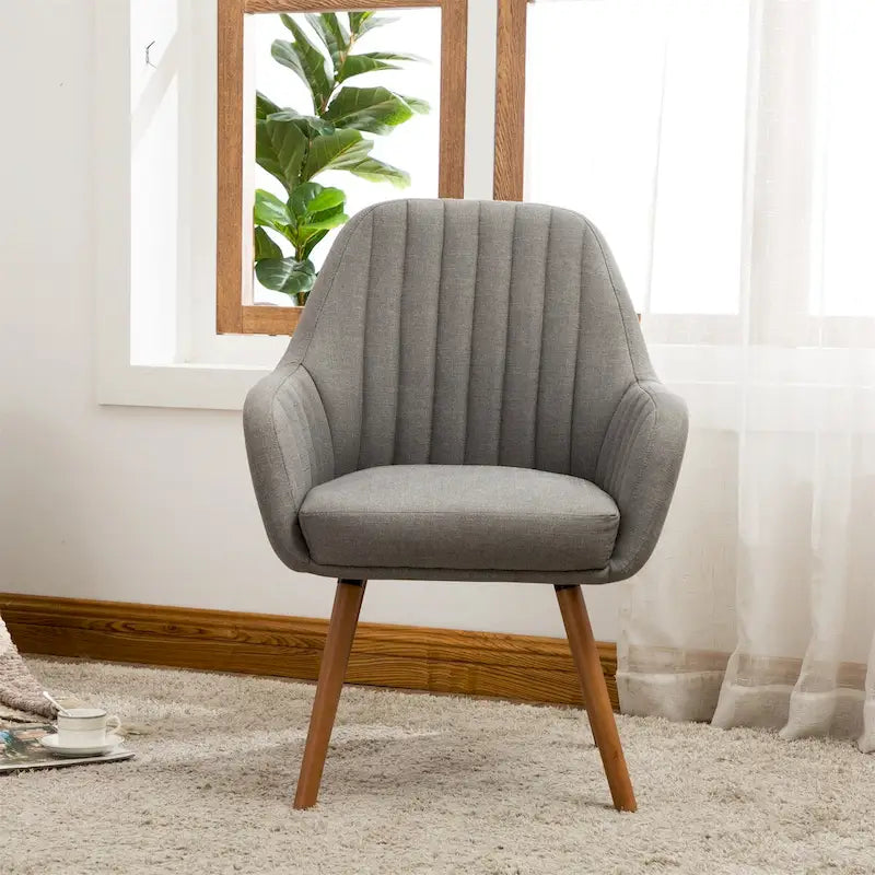 Contemporary Fabric Accent Chair with Deep Tufted Cushion