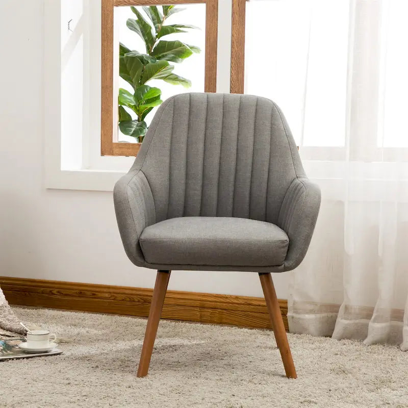 Contemporary Fabric Accent Chair with Deep Tufted Cushion