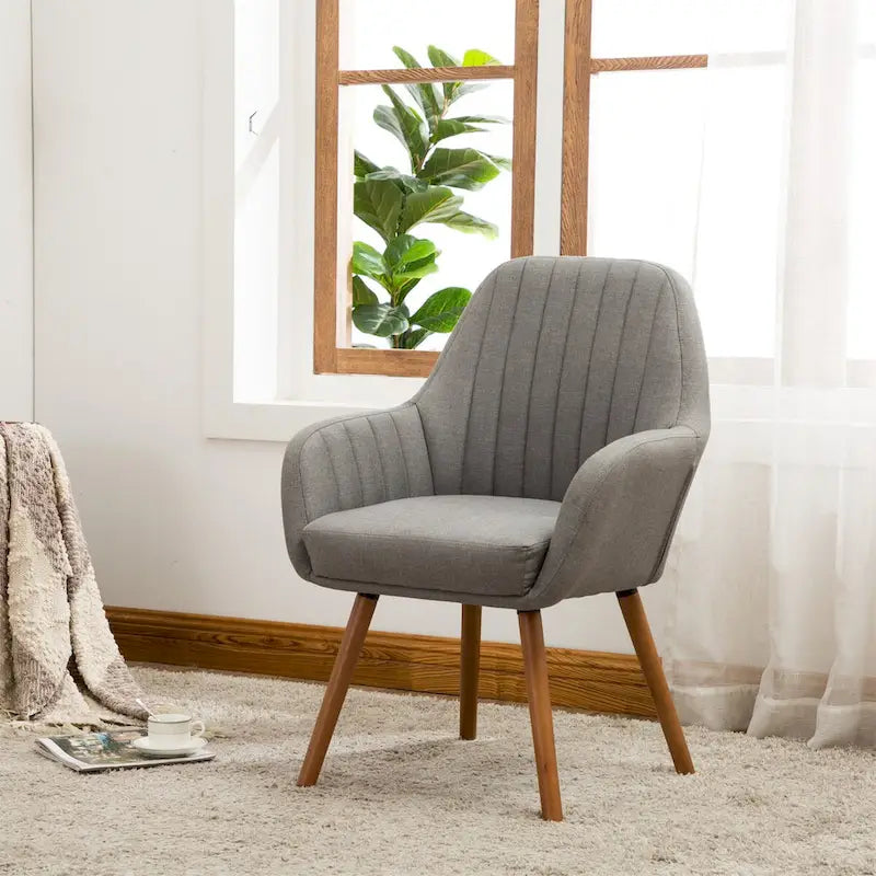 Contemporary Fabric Accent Chair with Deep Tufted Cushion