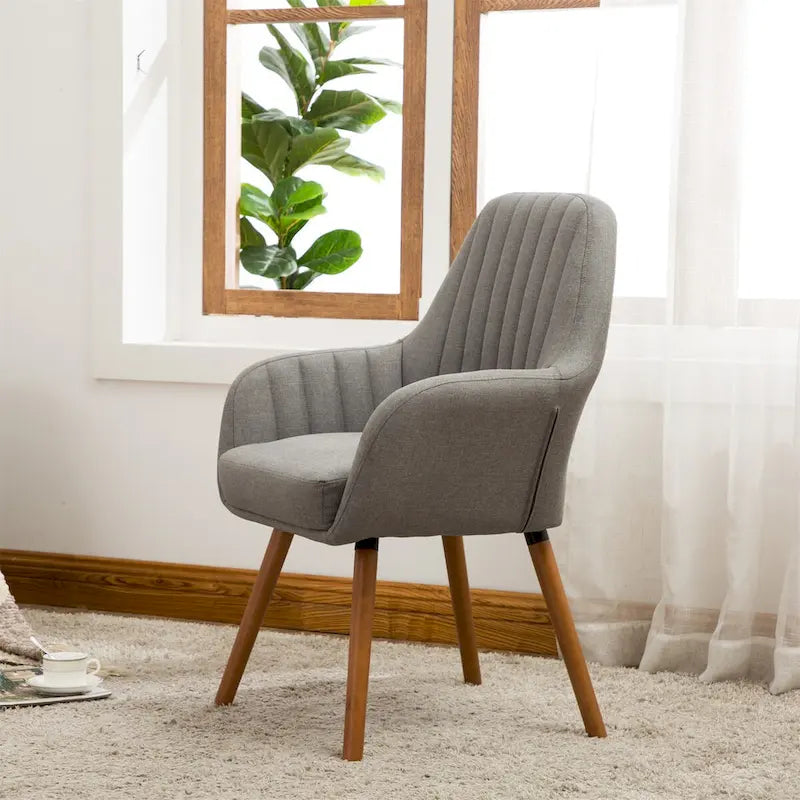 Contemporary Fabric Accent Chair with Deep Tufted Cushion