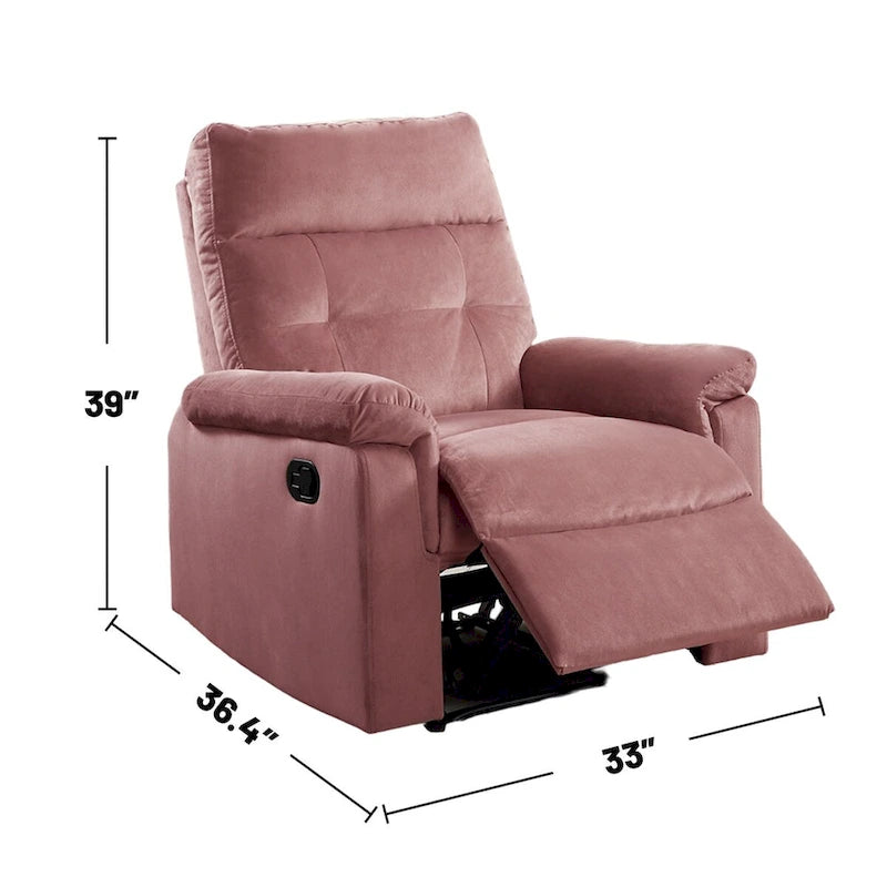 Samt-Relaxsessel mit Knopfheftung und manueller Verstellung