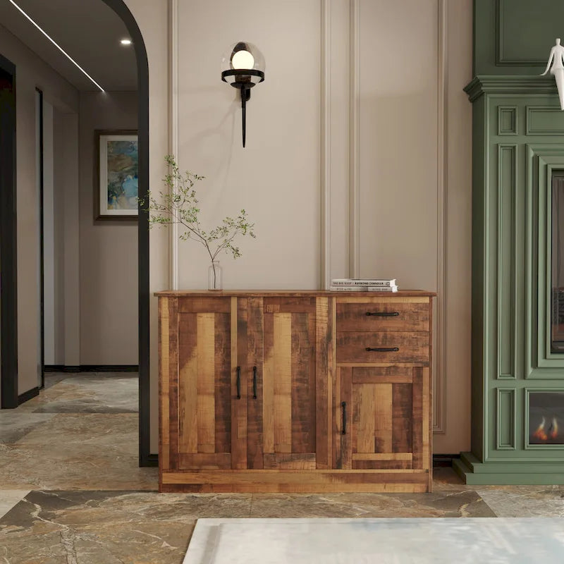 Credenza moderna in legno con 3 ante e 2 cassetti