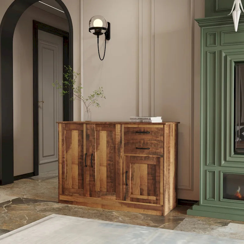 Credenza moderna in legno con 3 ante e 2 cassetti