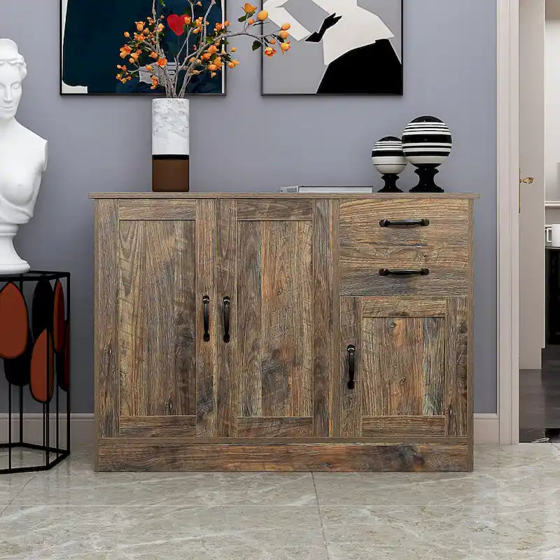 Credenza moderna in legno con 3 ante e 2 cassetti