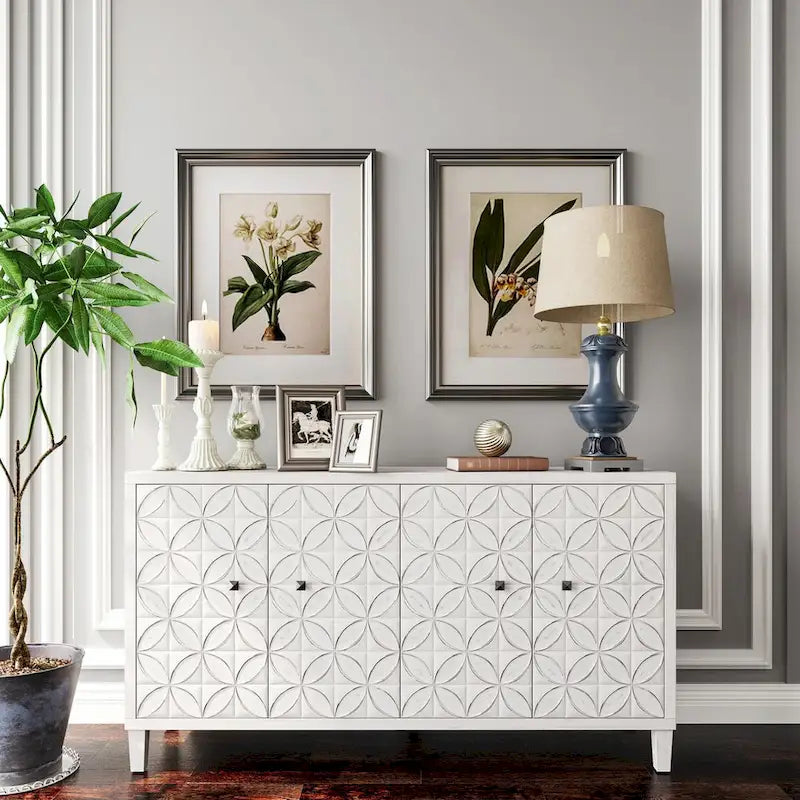 Credenza buffet in legno a 4 ante con ripiani regolabili
