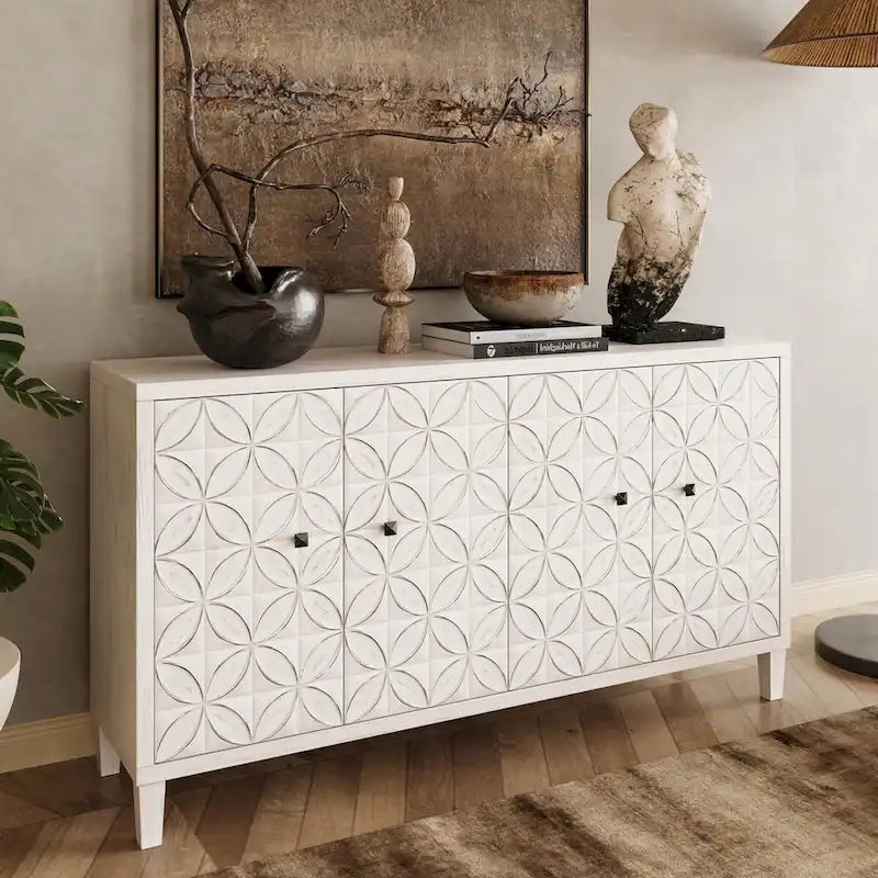 Credenza buffet in legno a 4 ante con ripiani regolabili