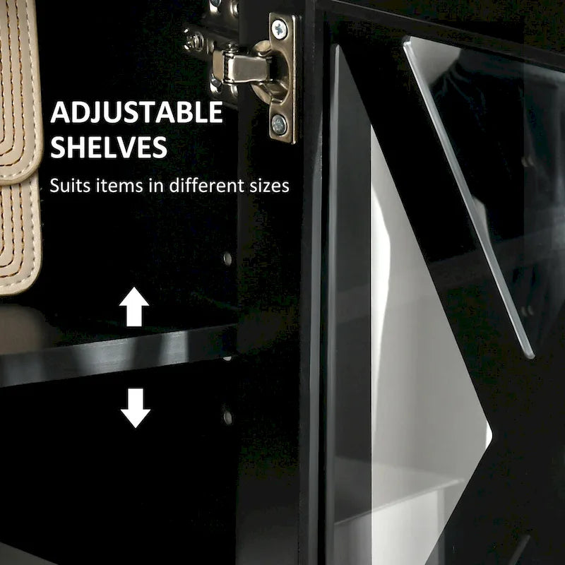 Credenza buffet da fattoria con ante in vetro e 2 cassetti