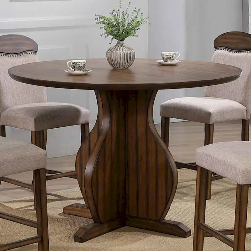 Runder Esstisch in Tresenhöhe mit X-Sockel