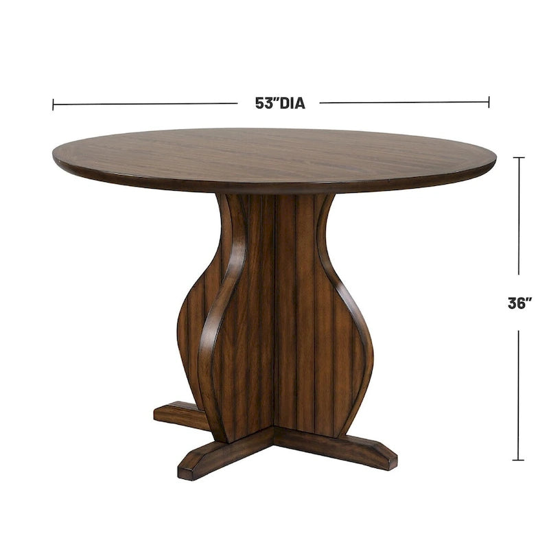 Round Counter Height Dining Table with X-Base Pedestal