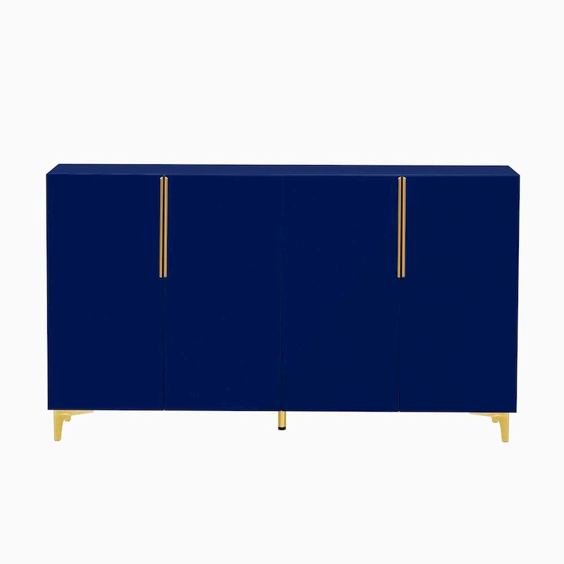 Modern Glossy 4-Door Storage Cabinet with Adjustable Shelves