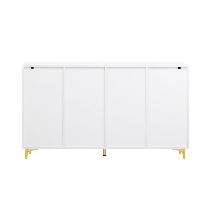 Modern Glossy 4-Door Storage Cabinet with Adjustable Shelves