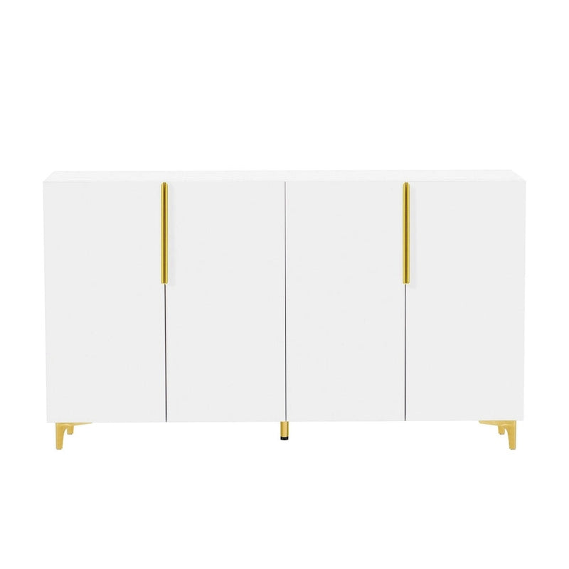 Modern Glossy 4-Door Storage Cabinet with Adjustable Shelves