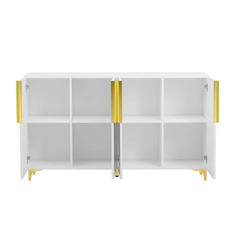 Modern Glossy 4-Door Storage Cabinet with Adjustable Shelves