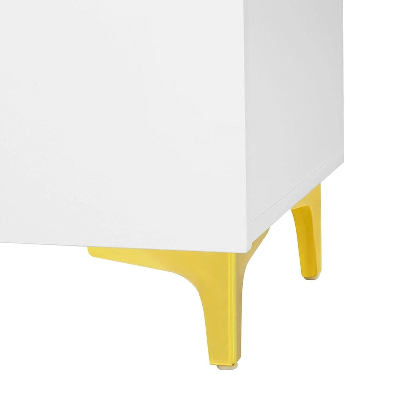 Modern Glossy 4-Door Storage Cabinet with Adjustable Shelves