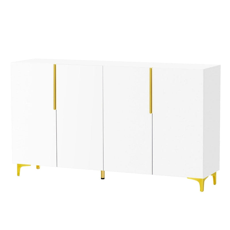 Modern Glossy 4-Door Storage Cabinet with Adjustable Shelves