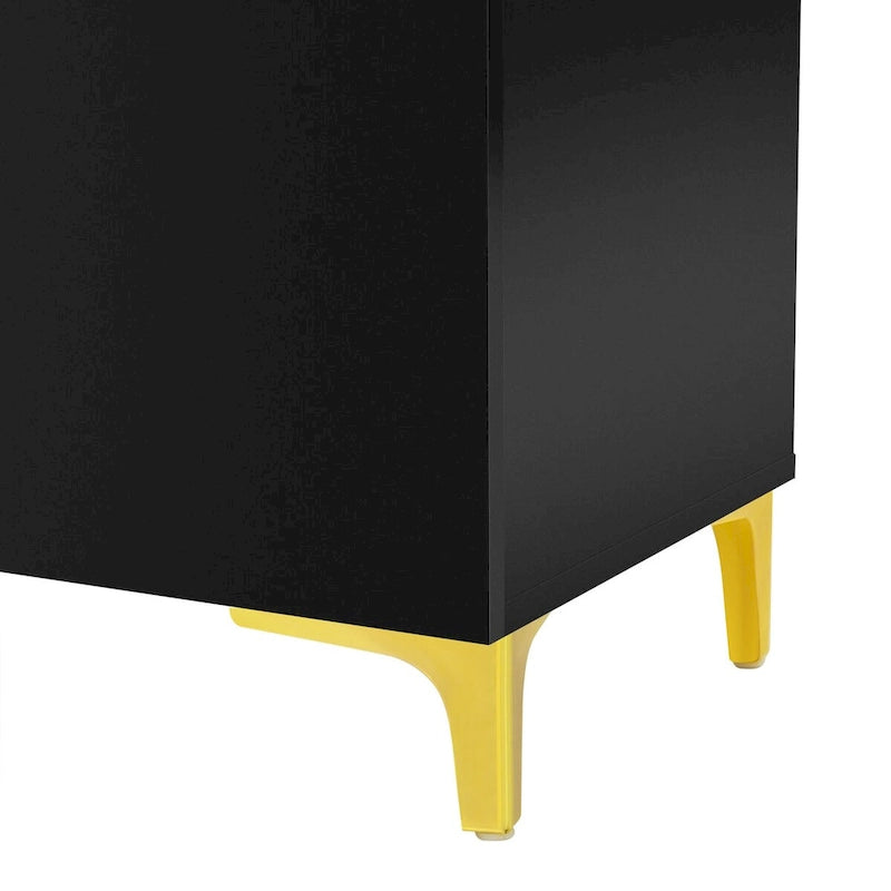 Modern Glossy 4-Door Storage Cabinet with Adjustable Shelves