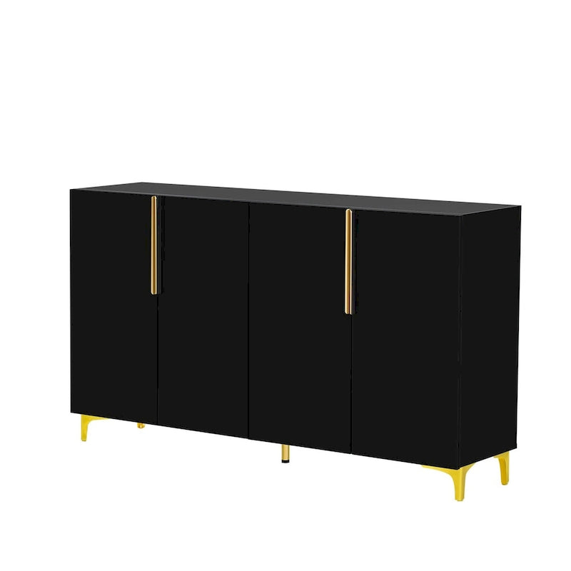 Modern Glossy 4-Door Storage Cabinet with Adjustable Shelves