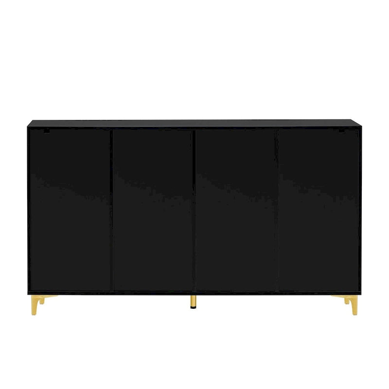 Modern Glossy 4-Door Storage Cabinet with Adjustable Shelves