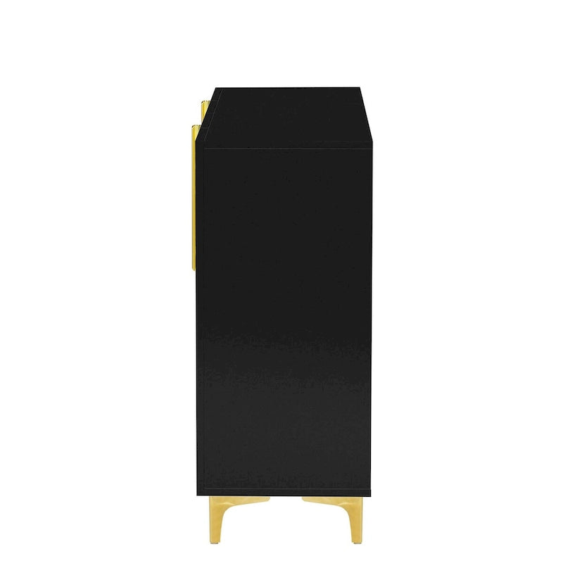 Modern Glossy 4-Door Storage Cabinet with Adjustable Shelves
