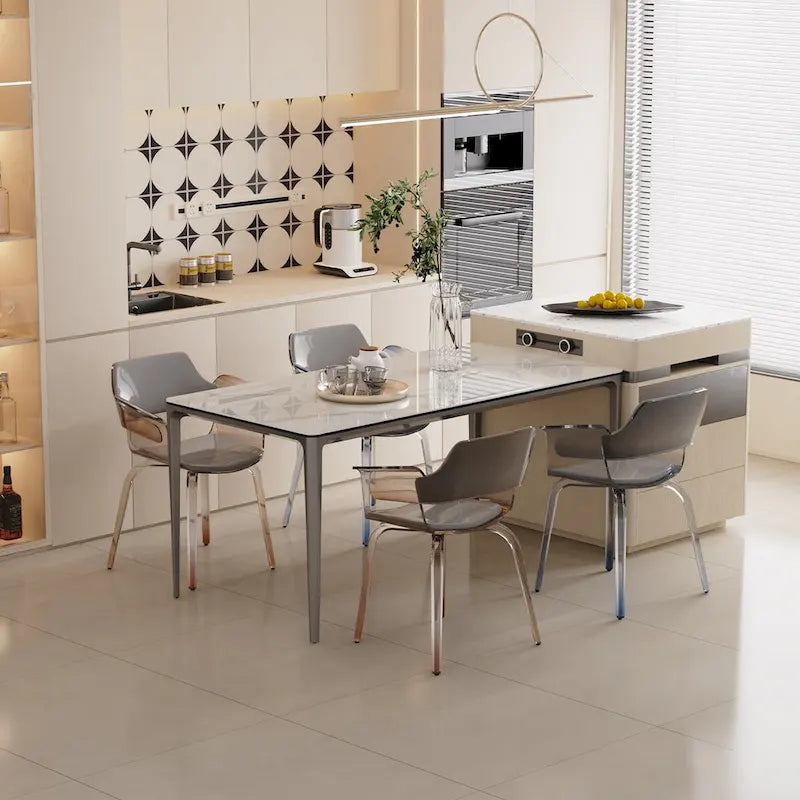 Mesa de comedor rectangular de piedra sinterizada