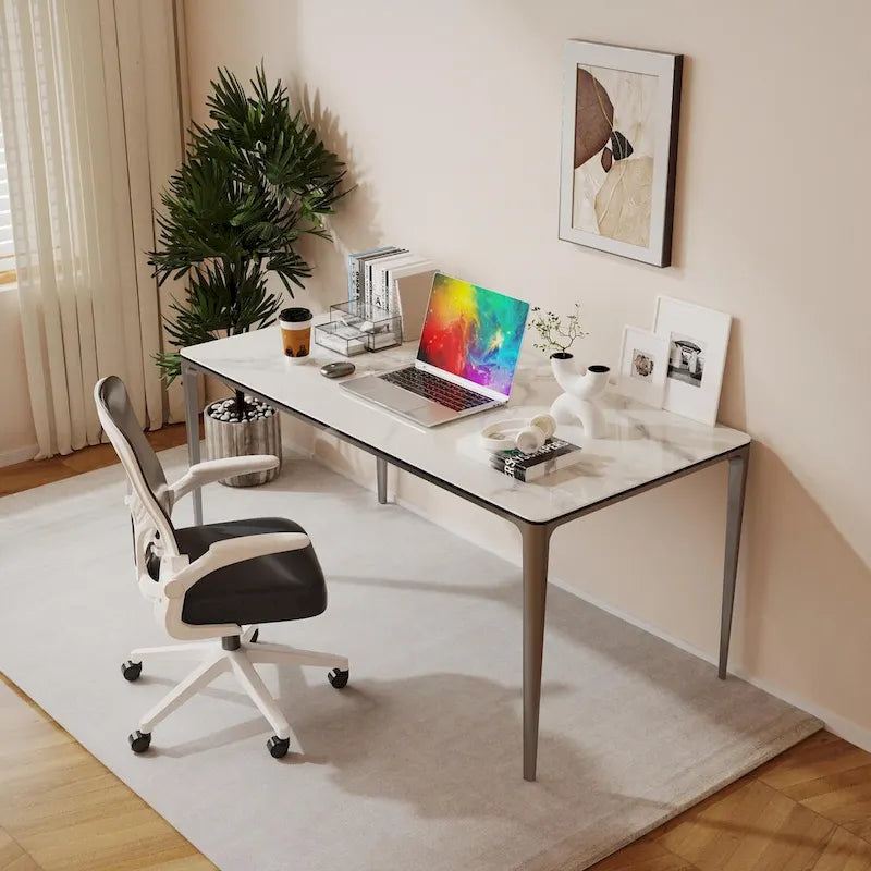 Mesa de comedor rectangular de piedra sinterizada