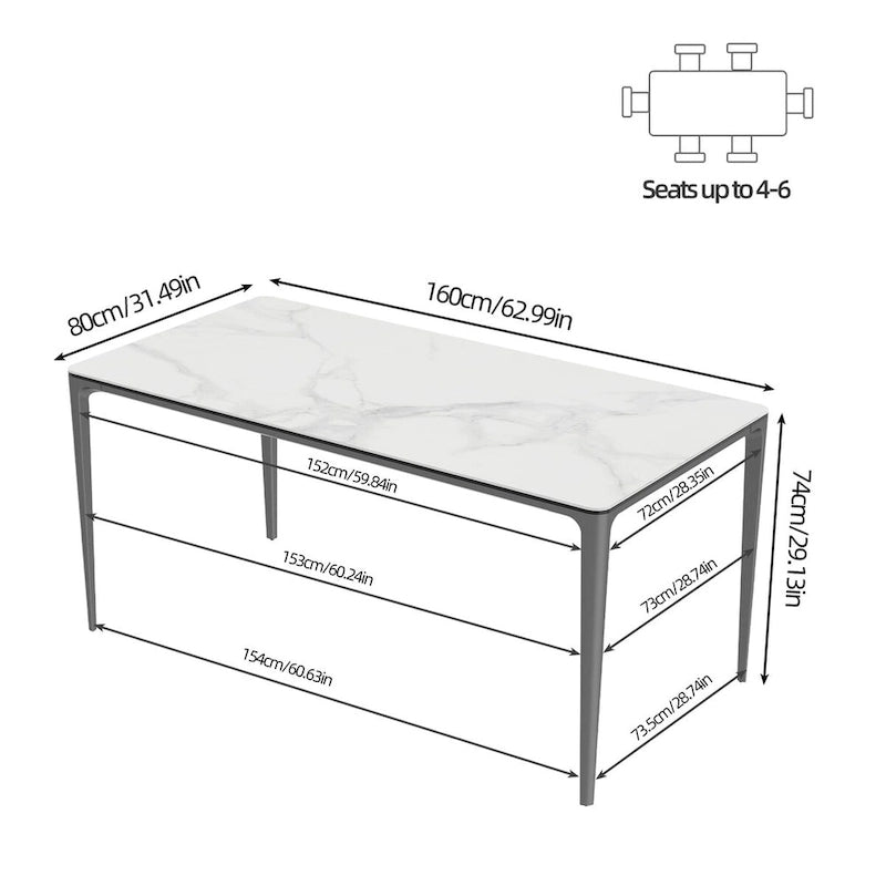 Mesa de comedor rectangular de piedra sinterizada