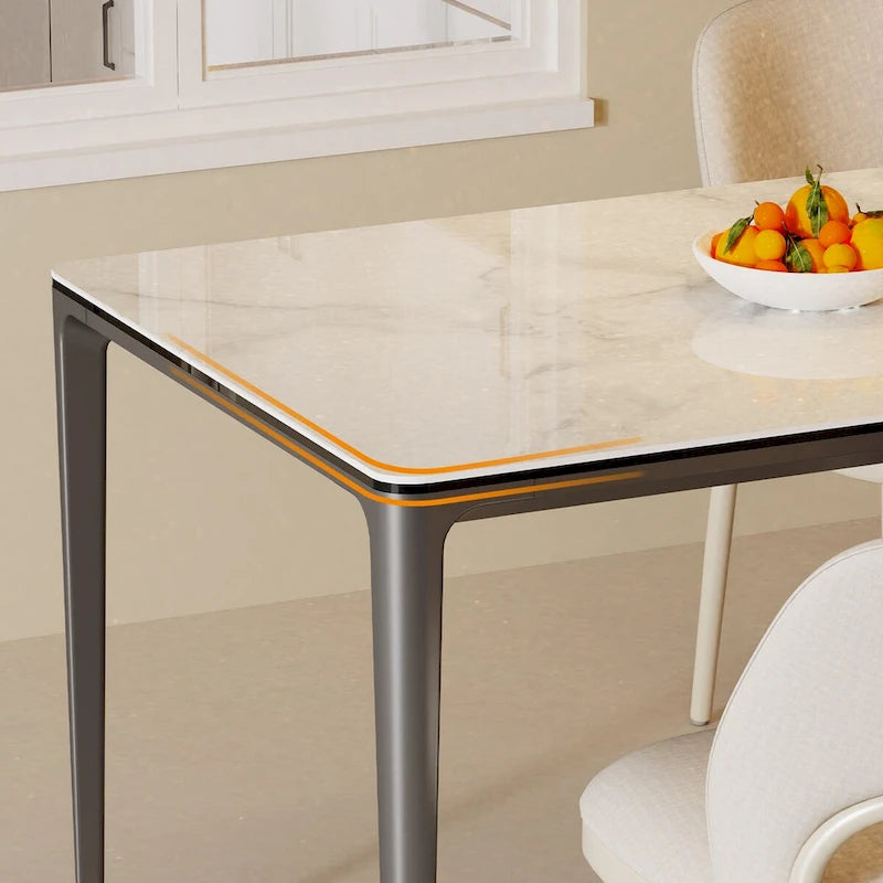 Mesa de comedor rectangular de piedra sinterizada